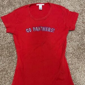 Red Short Sleeve Tee with Embellished Slogan Florida Panthers NHL